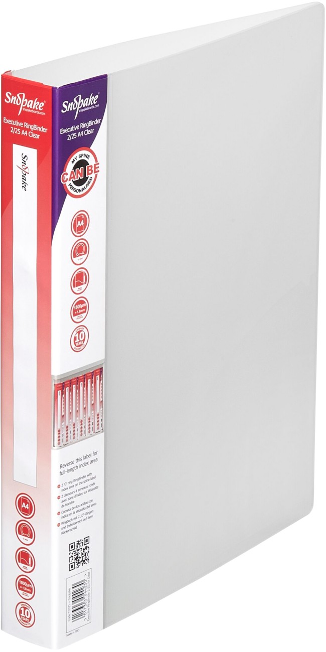 Snopake Executive 25 Mm Ring Binder Pp (Polypropylene) A4 2 Rings Transparent