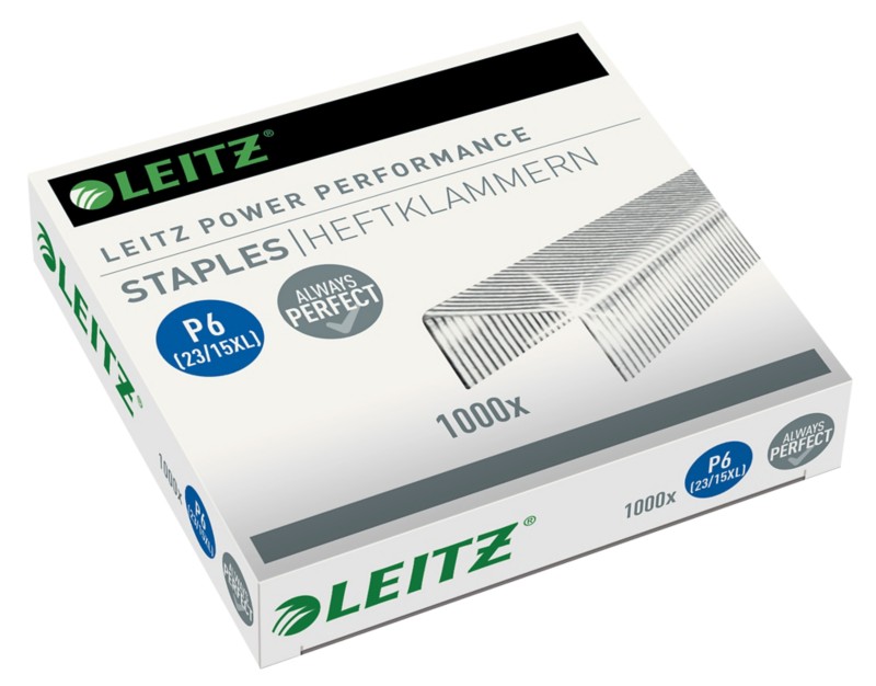 Thumbnail - Leitz Power Performance P6 Heftklammern 23/15 XL 55790000 Verzinkter Stahl Silber 1000 Heftklammern