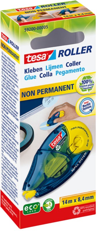 Thumbnail - tesa Kleberoller tesaroller non-permanent Ja Nein 0,84 cm 59200 Blau, Gelb 14 m