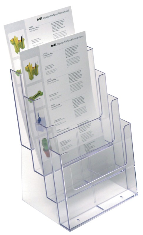 helit the helpdesk Prospektständer DIN A4 23 (B) x 17 (T) x 34,5 (H) cm Transparent