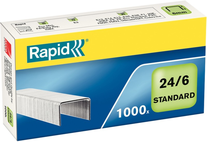 Thumbnail - Rapid Standard Heftklammern 24/6 24855600 Verzinkter Stahl Silber 1000 Heftklammern