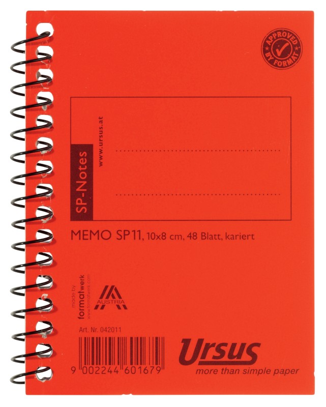 Ursus Style Notizbuch Spezial Kariert Spiralbindung Pressspan Orange Nicht perforiert 96 Seiten