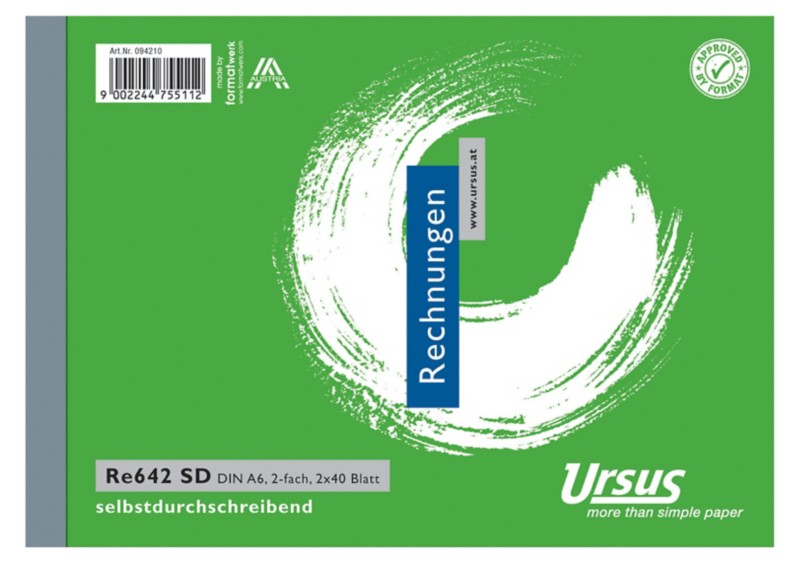 Ursus Style Rechnungsbuch RE542SD A6 quer 2x40 Blatt selbstdurchschreibend