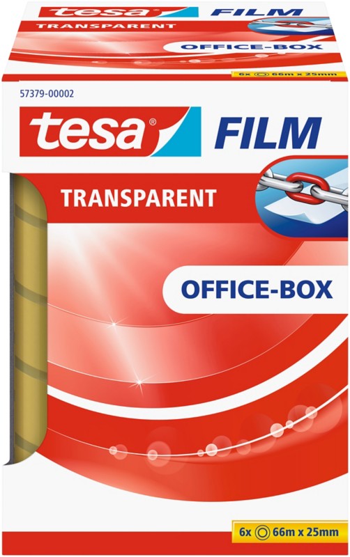 tesa Klebeband tesafilm Office-Box Transparent 25 mm (B) x 66 m (L) PP (Polypropylen) 6 Rollen