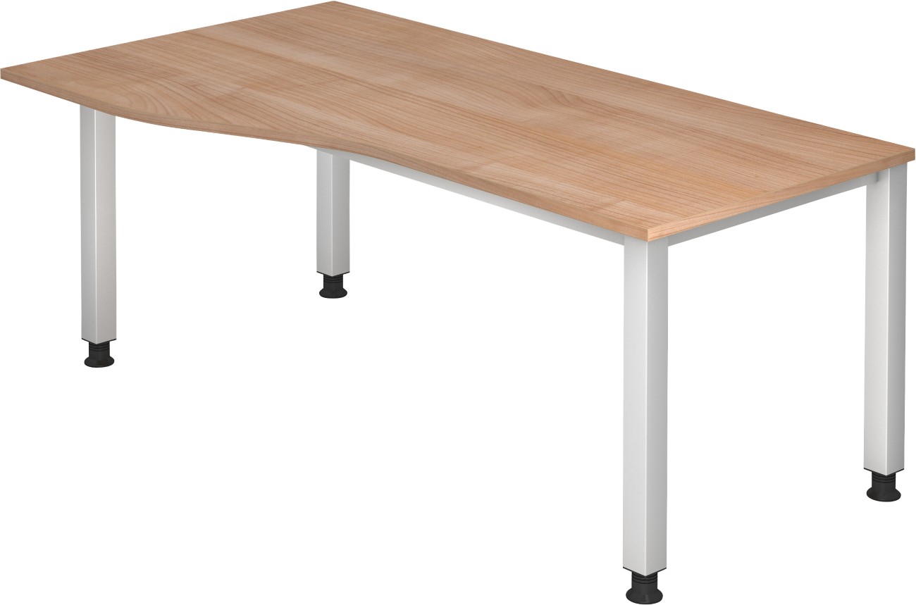 Hammerbacher VQS Höhenverstellbar Schreibtisch Freiform Walnuss 4 Metallfüße 1.800 (B) x 1.000 (T) x 810 (H) mm Spanplatte, Stahl 3543486