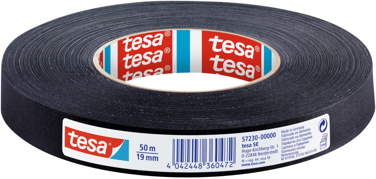 tesa Gewebeband extra Power Perfect 57230 Schwarz 19 mm (B) x 50 m (L) Kunststoff, Zellwollgewebe 4651-SZ
