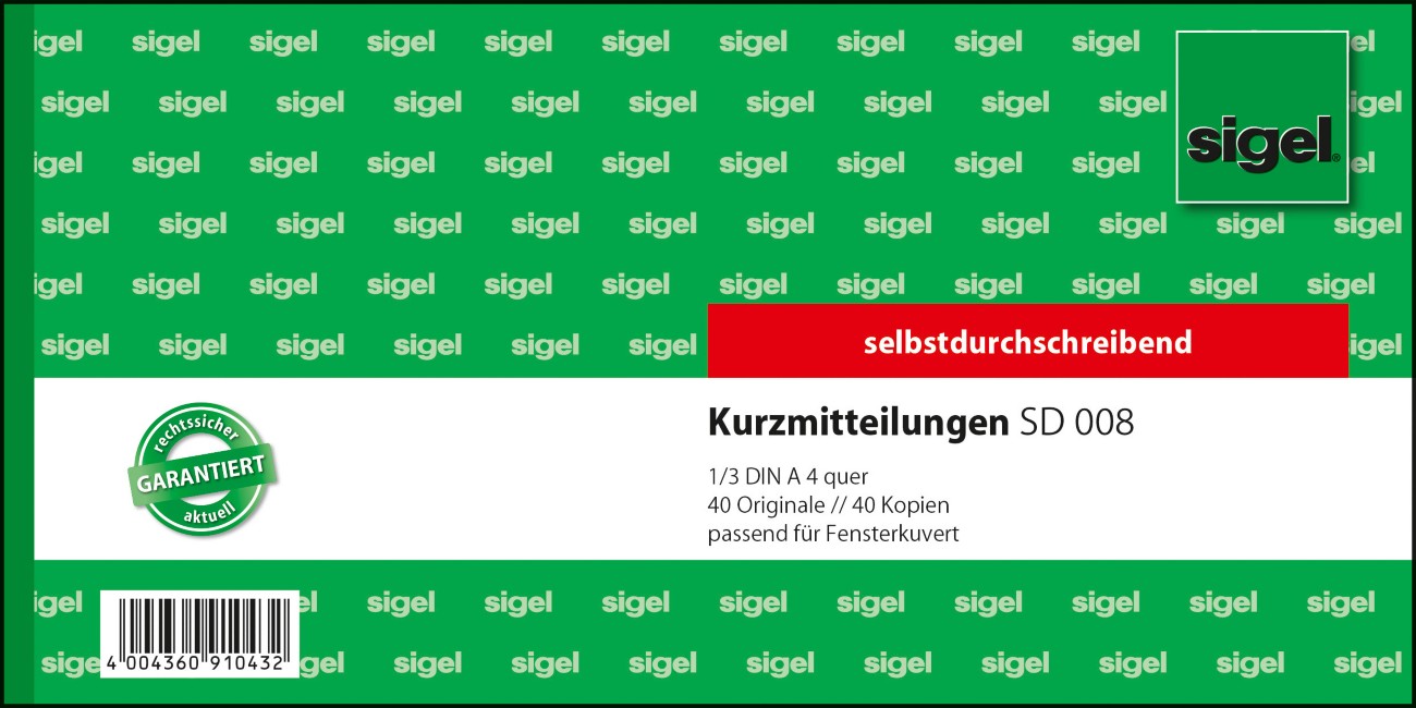 Sigel Kurzmitteilung DL 40 Blatt