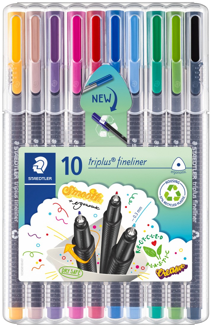 Staedtler Triplus 334 Fineliner Pen Fine 0.3 Mm Assorted Pack Of 10