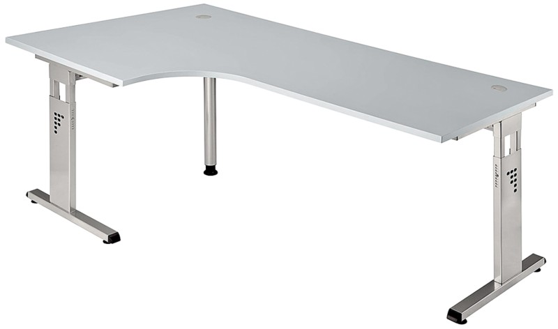 Hammerbacher O-Serie VOS Höhenverstellbar Eckschreibtisch Freiform Grau C-Fuß 2.000 (B) x 1.200 (T) x 850 (H) mm Spanpla...