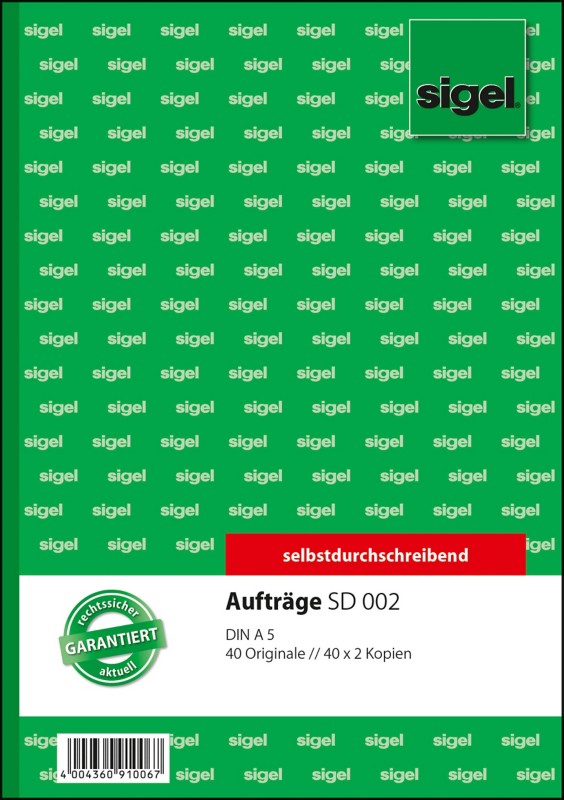 Sigel Auftragsbuch selbstdurchschreibend DIN A5 40 Blatt SD002
