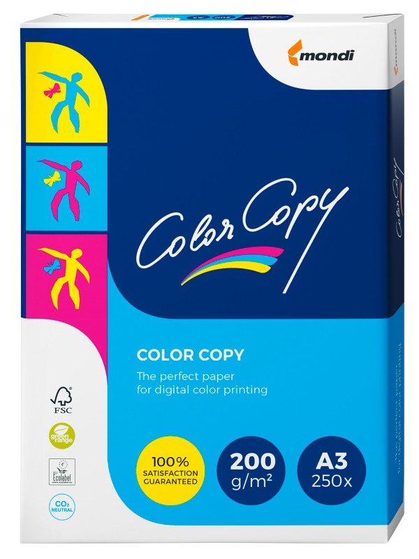 Mondi Color Copy DIN A3 Druckerpapier Weiß 200 g/m² Glatt 250 Blatt
