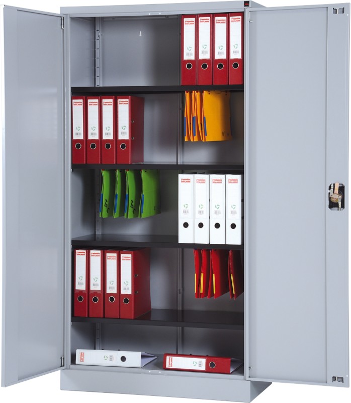 Realspace Aufbewahrungsschrank Stahl 4 Fachböden abschließbar 920 x 420 x 1.950 mm Silber