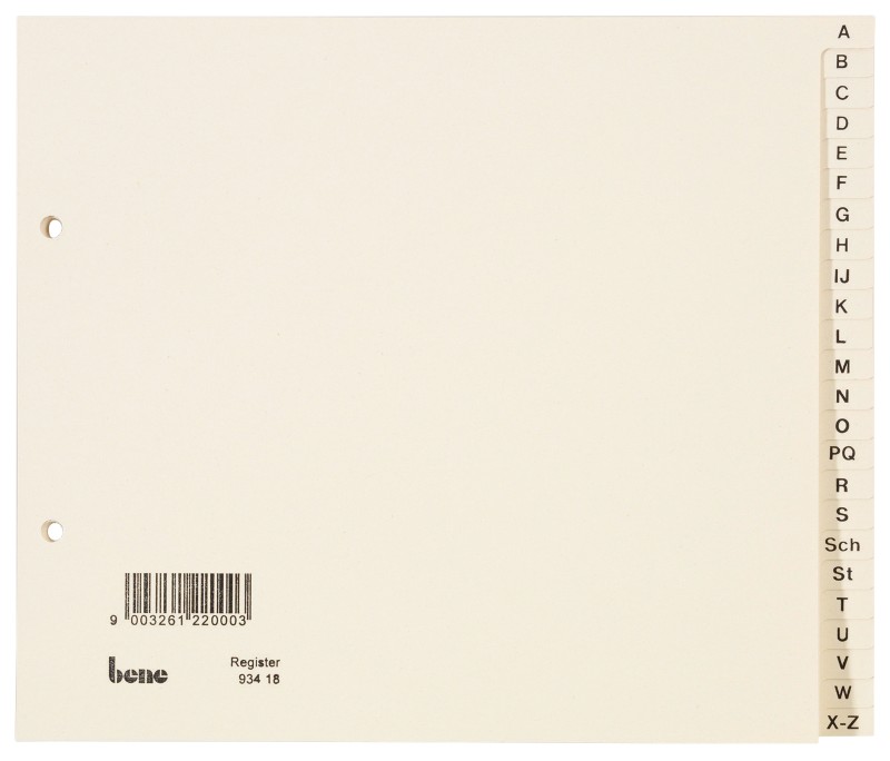 Bene A - Z A-Z Register DIN A5 Chamois 24-teilig Pappkarton 7 Löcher 93418 24 Blatt