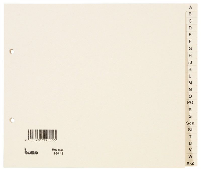 Bene Kartonregister 93418 DIN A4 Chamois 24-teilig 2-fach Karton A - Z