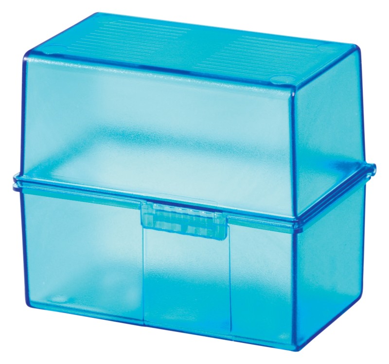 HAN Karteikartenbox DIN A7 PS (Polystyrol), Stahl 300 Karten Blau, Transparent