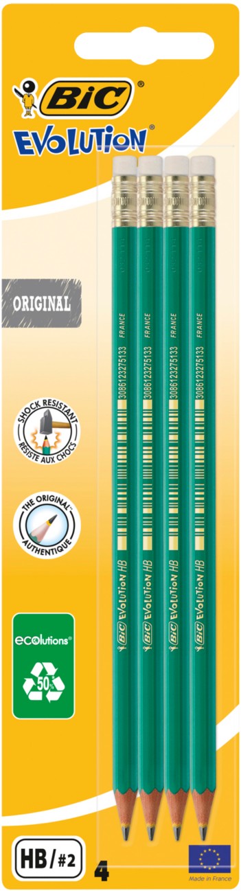 Bic Evolution Original Hb Pencil #2 8902753 Graphite Pack Of 4