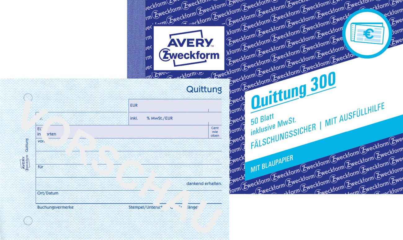 AVERY Zweckform Quittungsformulare 300 DIN A6 quer Perforiert N/A 50 Blatt