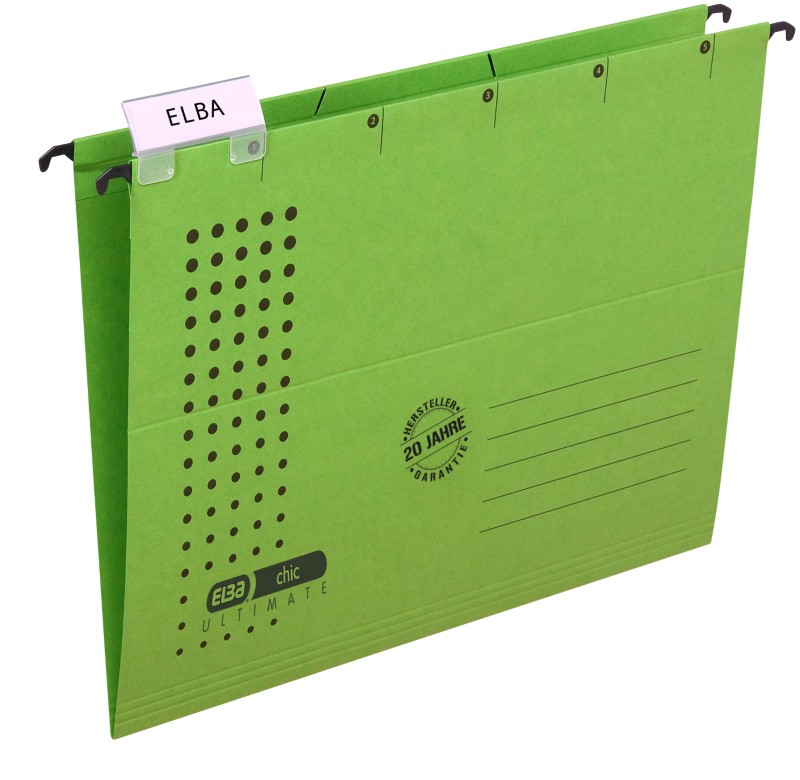 ELBA Hängemappen Chic Ultimate DIN A4 Grün Karton 5 Stück