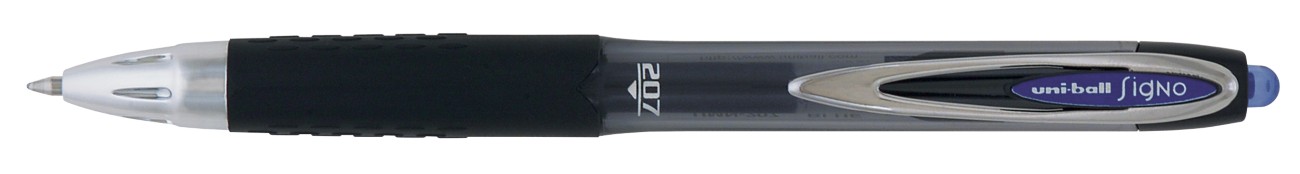 Uni-Ball Signo Umn-207 Retractable Rollerball Pen Grip Medium 0.4 Mm Blue Pack Of 12
