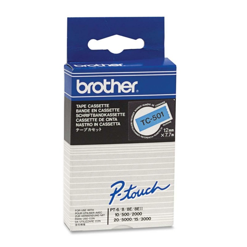 Thumbnail - Brother TC Schriftband TC-501 Schwarz auf Blau 12 mm x 7,7 m