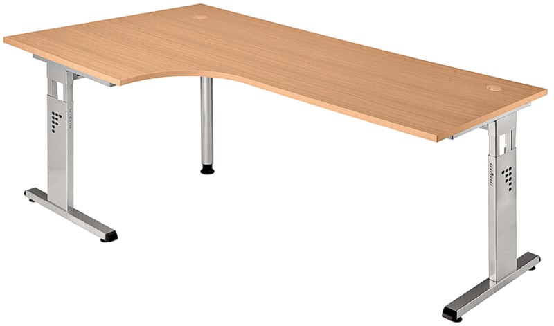 Hammerbacher O-Serie VOS Höhenverstellbar Eckschreibtisch Freiform Buche C-Fuß 2.000 (B) x 1.200 (T) x 850 (H) mm Spanpl...