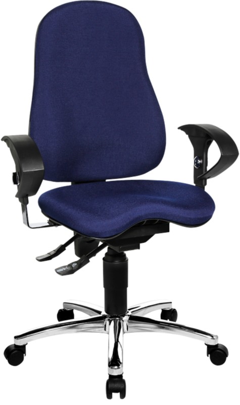 TOPSTAR Bürostuhl Permanentkontakt Stoff Höhenverstellbare Armlehne Höhenverstellbarer Sitz Blau 110 kg Sitness 10