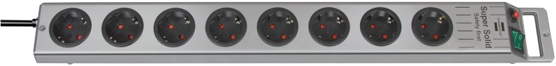 Image of brennenstuhl Steckdosenleiste Super-Solid-Line 8-fach 2.5 m Silber