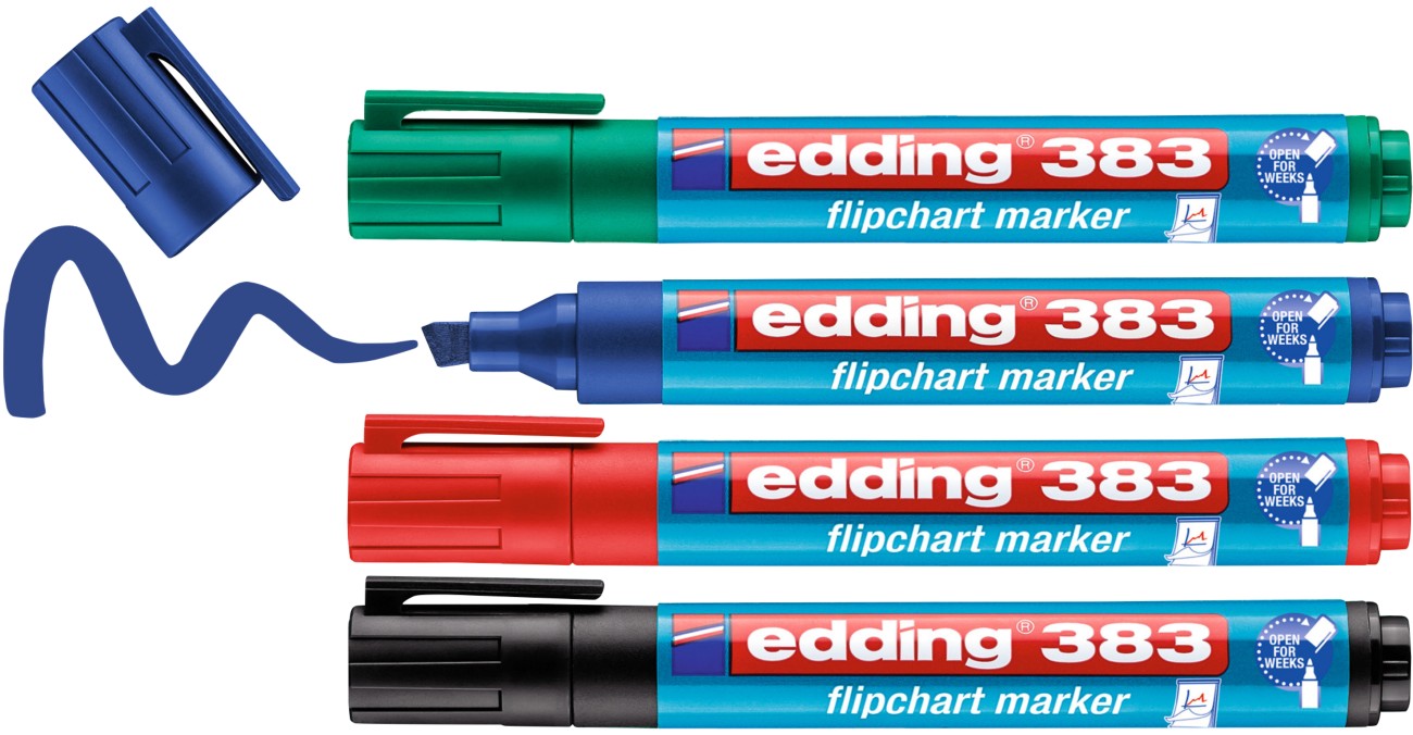 edding 383 Flipchart-Marker Breit Keilspitze 1 - 5 mm Farbig sortiert Nachfüllbar Wasserbeständig 4 Stück
