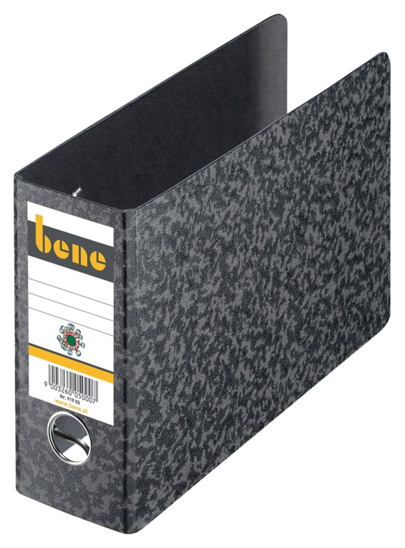 Thumbnail - Bene Ordner Breit DIN A5 75 mm Schwarz 2 Ringe 91900 Hartpappe Wolkenmarmor Querformat