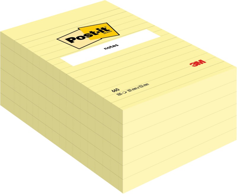 Post-it Haftnotizenwürfel 101 x 152 mm 660M Gelb 6 Stück à 100 Blatt