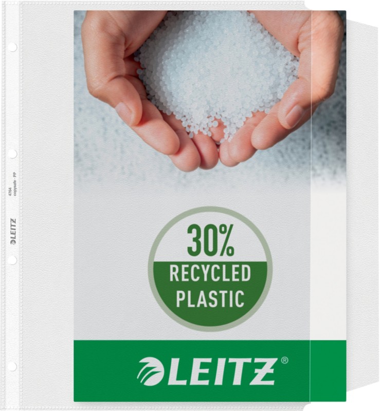 Leitz Prospekthüllen DIN A4 Genarbt Transparent 12 Mikron PP (Polypropylen) Rechts 4 Löcher 474 50 Stück