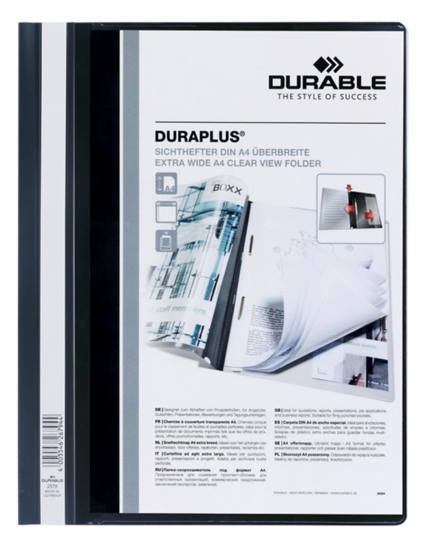 Thumbnail - DURABLE Duraplus Schnellhefter 257901 DIN A4+ PVC (Polyvinylchlorid) 24 (B) x 31,1 (H) cm Schwarz