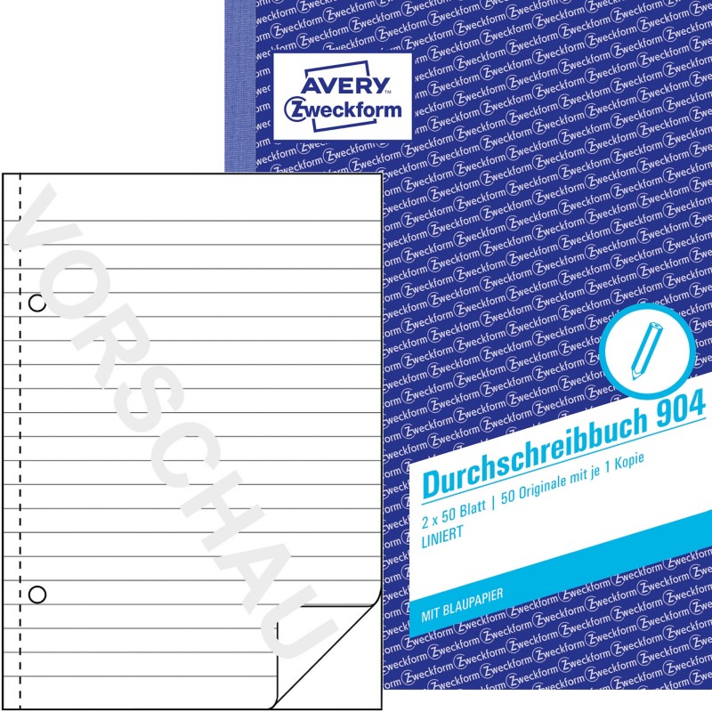 AVERY Zweckform Durchschreibebuch 904 DIN A5 Perforiert N/A 50 Blatt