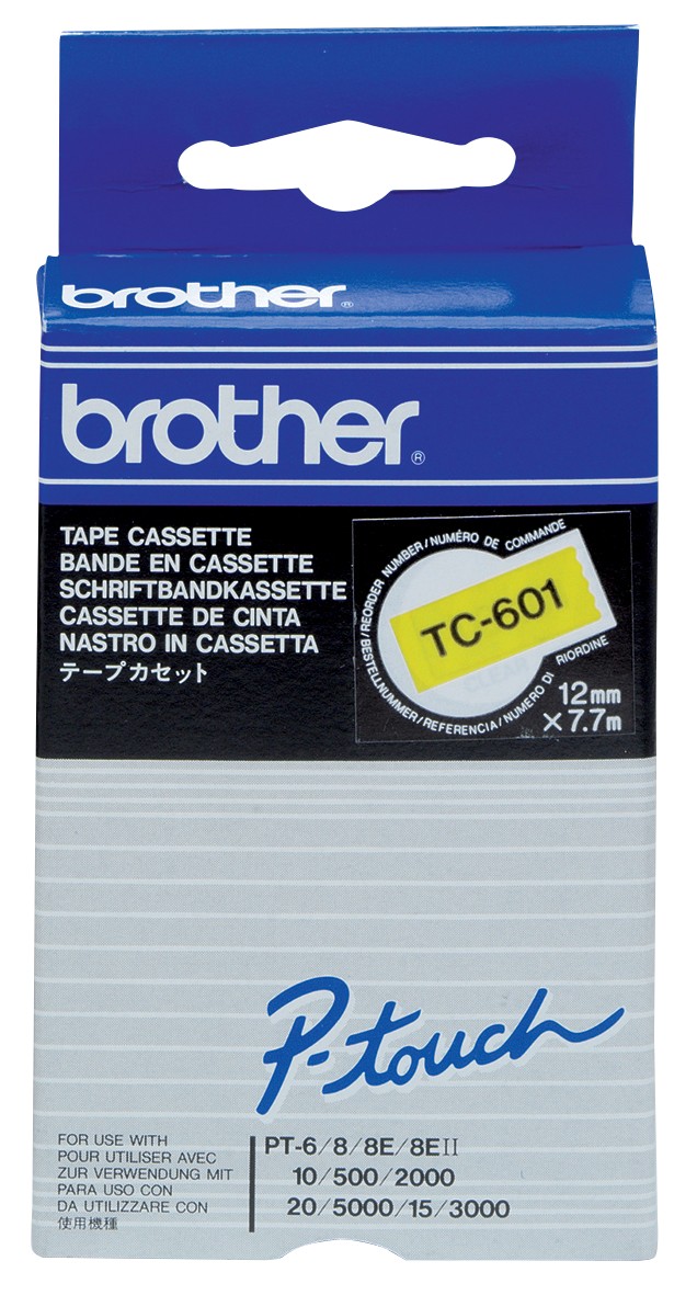 Brother TC Schriftband TC-601 Schwarz auf Gelb 12 mm x 7,7 m