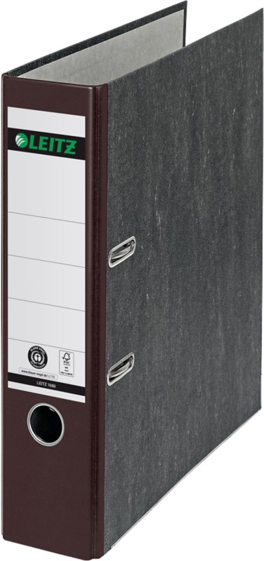 Thumbnail - Leitz 180° Ordner Breit DIN A4 82 mm Braun 2 Ringe 1080 Pappkarton Wolkenmarmor Hochformat