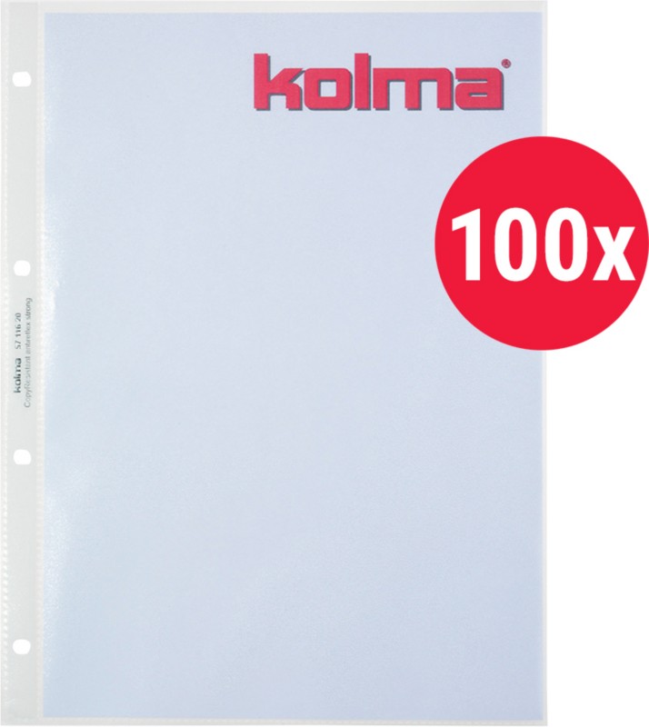 Kolma Prospekthüllen DIN A4 Genarbt Transparent 100 Mikron PP (Polypropylen) Oben 4 Löcher 100 Stück