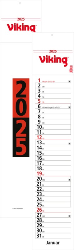 Viking Kalender 2026 1 Monat / 1 Seite Deutsch 11,8 (B) x 61 (H) cm Weiß