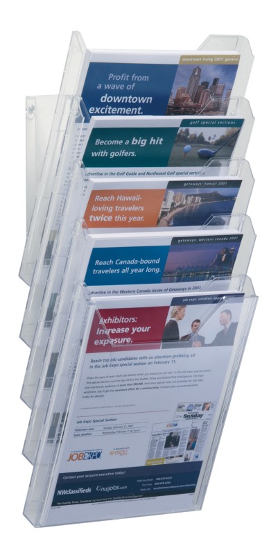 Thumbnail - DURABLE Combiboxx DIN A4 Wandprospekthalter Wandmontiert Transparent 858619 24,2 x 25,9 x 28,8 cm 5 Stück