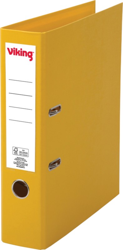 Viking Breit Ordner DIN A4 75 mm Gelb 2 Ringe Pappkarton, PP (Polypropylen) Matt Hochformat