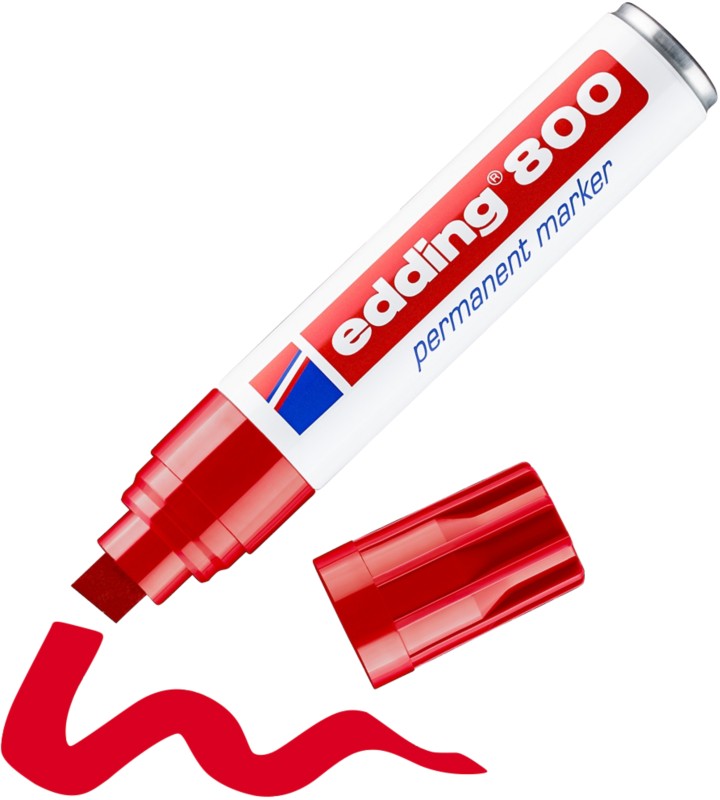 edding 800 Permanentmarker Extra Breit Keilspitze 4 - 12 mm Rot Nachfüllbar Wasserbeständig