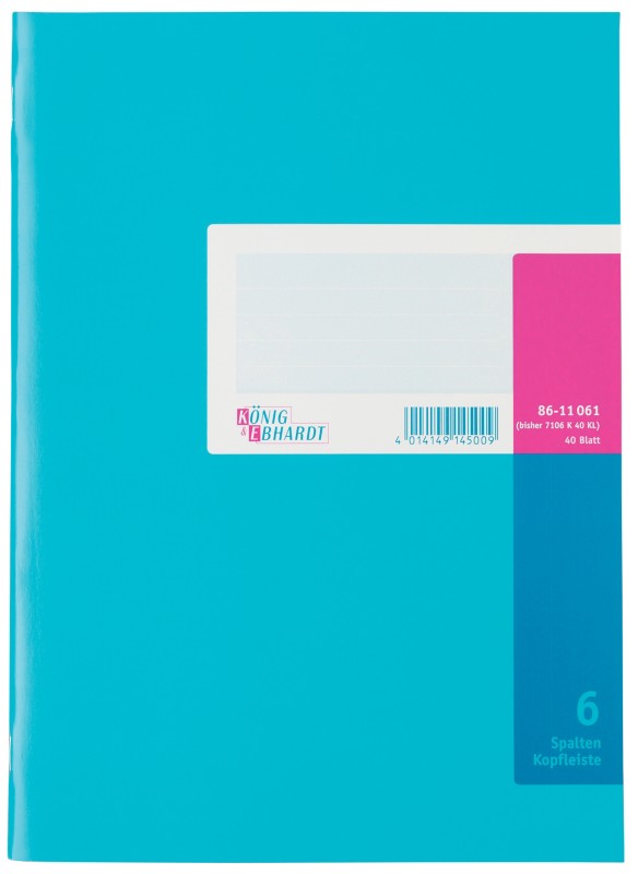 König & Ebhardt Spaltenbuch DIN A4 Kariert 80 g/m² Blau 40 Blatt