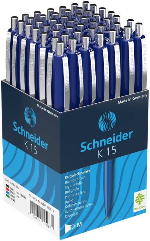 Schneider Kugelschreiber Blau Mittel 0,5 mm Nachfüllbar 50 Stück