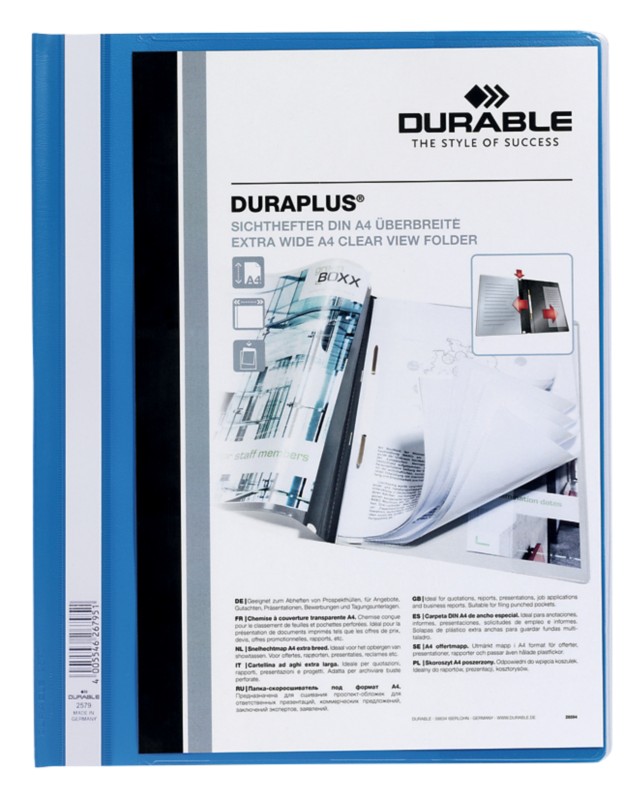 DURABLE Duraplus Schnellhefter 257906 DIN A4+ PVC (Polyvinylchlorid) 24 (B) x 31,1 (H) cm Blau