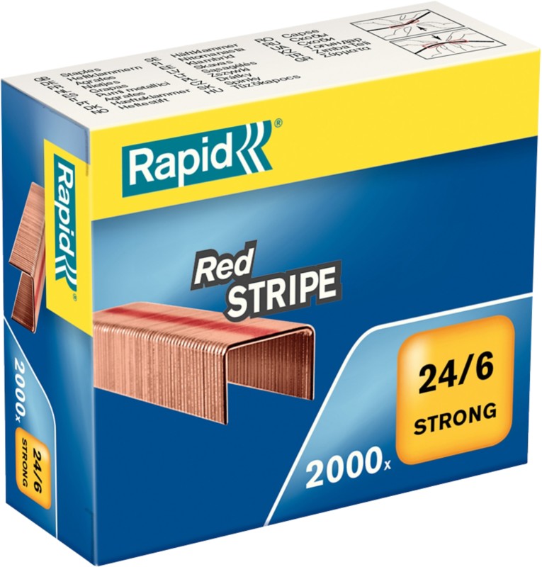 Rapid Strong Red Stripe Heftklammern 24/6 11700245 Kupfer, Stahl Kupfer 2000 Heftklammern