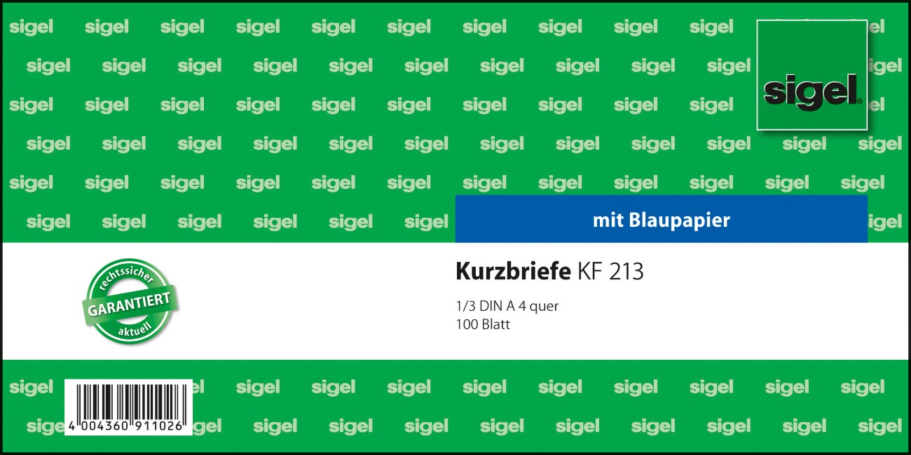 Sigel Kurzmitteilung KF213 1/3 DIN A4 100 Blatt