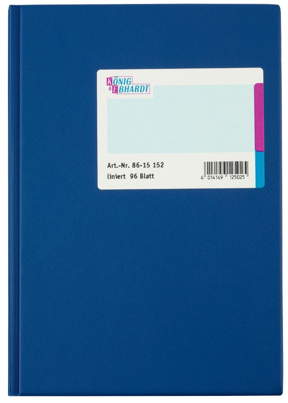 König & Ebhardt Geschäftsbuch DIN A5 Liniert 90 g/m² Blau 96 Blatt