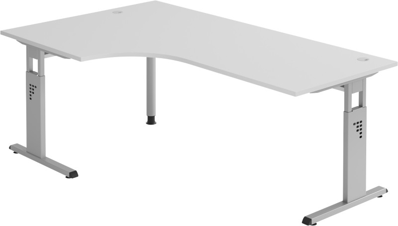 Thumbnail - Hammerbacher Matrix VOS Höhenverstellbar Eckschreibtisch Freiform Grau C-Fuß 2.000 (B) x 1.200 (T) x 850 (H) mm Spanplat...