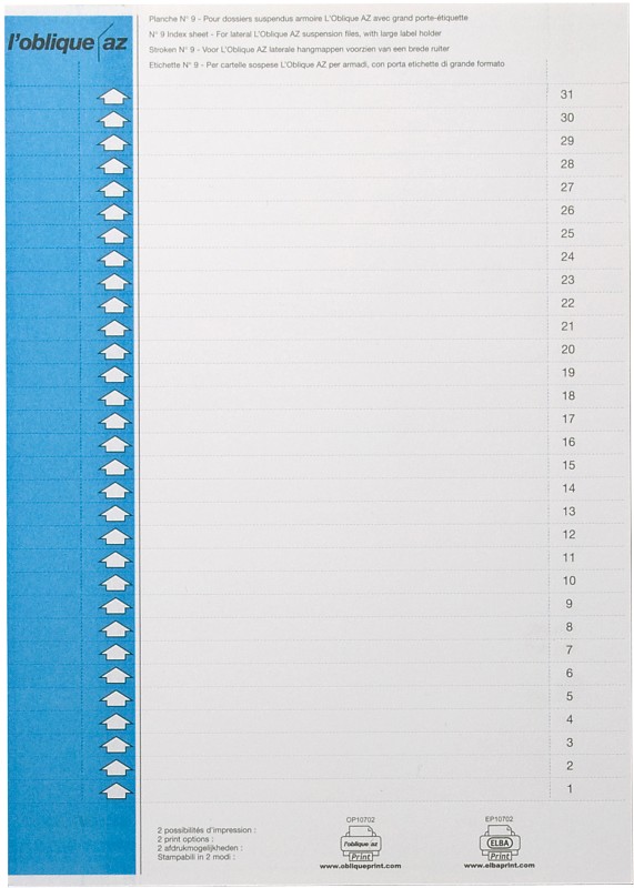 ELBA Hängeregistraturenschilder Blau Papier 0,9 x 15,6 cm 300 Stück