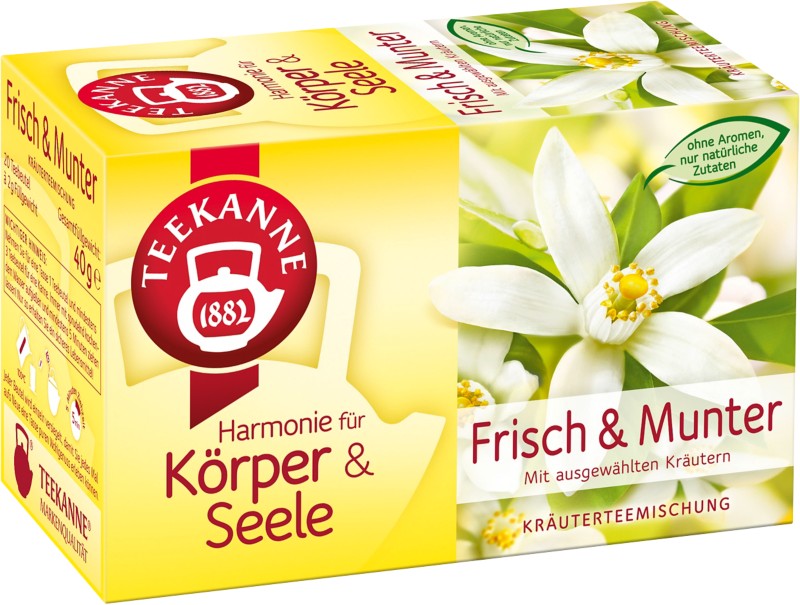 TEEKANNE Harmonie für Körper & Seele "Frisch & Munter" Koffeinfrei Tee Kräutertee 20 Stück à 2 g