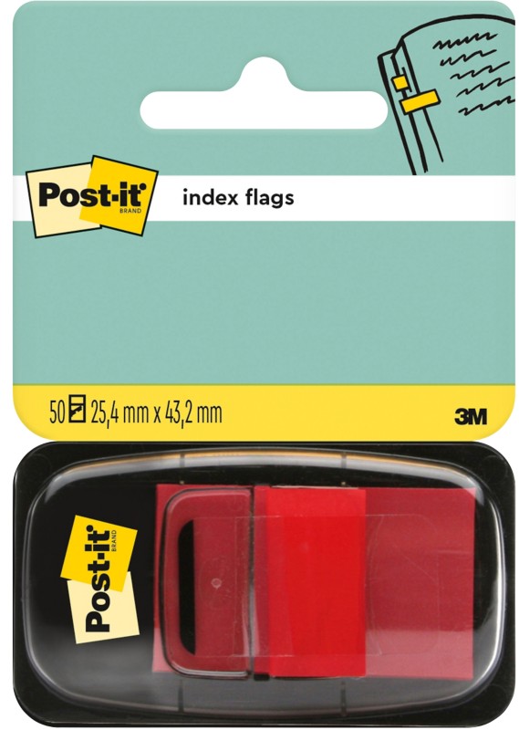 Image of Post-it Index Index-Haftstreifen Rechteckig 2,54 x 4,32 cm Rot I680-1 50 Streifen